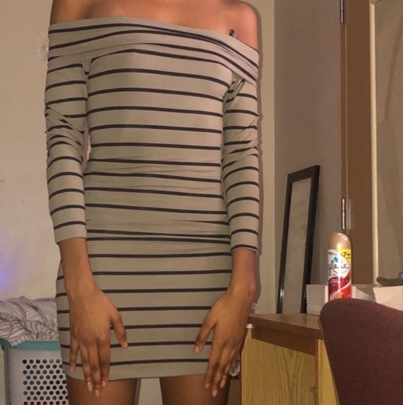 Soft as Butter off Shoulder Stripe Mini Dress ~ Does not peel! - Picture 3 of 8
